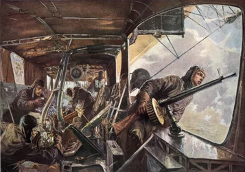 イングランドへの攻撃が成功した後に戻ってきたツェッペリンの後ろ